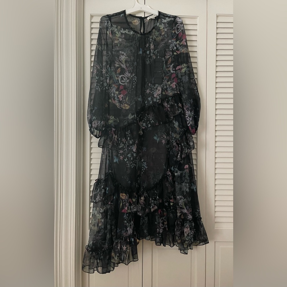 Stellah Black Floral Sheer Asymmetrical Maxi Dress - Picture 2 of 6